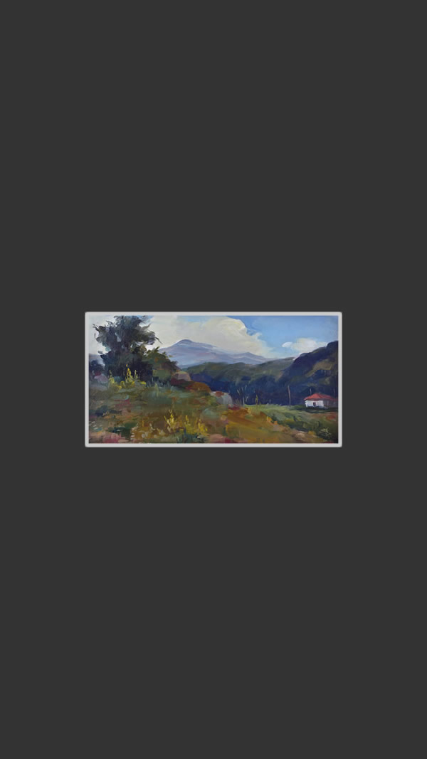 Landscape19 x 35 cm, Oil on Treated Cardboard, Varnish, 1953-1955