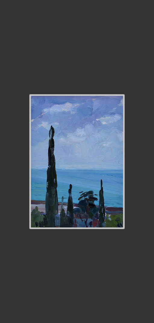 Cypresses, Khosta22 x 16 cm, Oil on Canvas, 1984