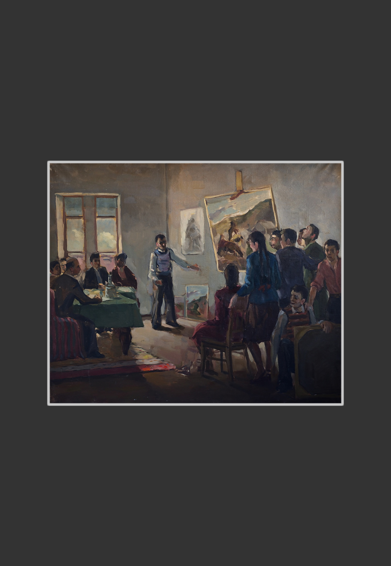 At the exam (study work)70 x 85 cm, Oil on Canvas, 1950-1951