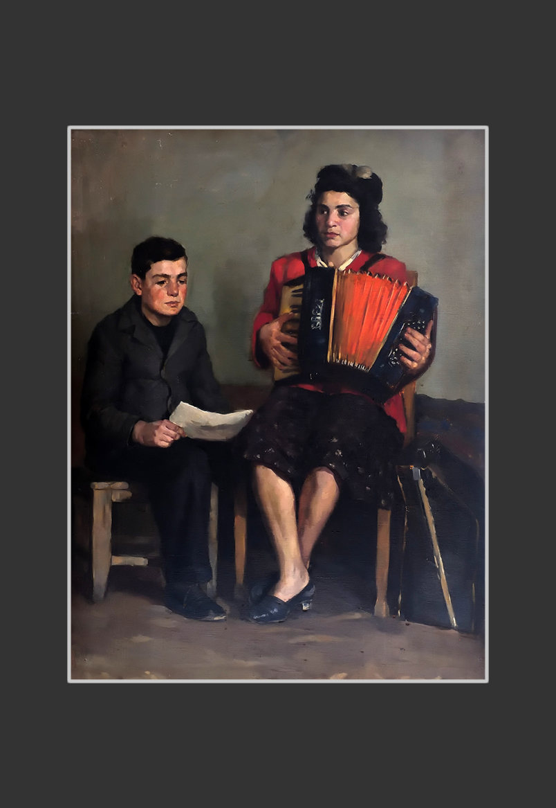 Accordionist (study work)100 x 76 cm, Oil on Canvas, 1951-1952