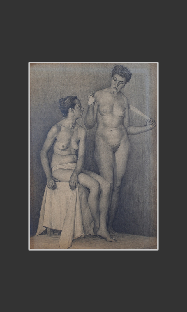Two nude female models65 x 45 cm, Paper, Pencil, 1951