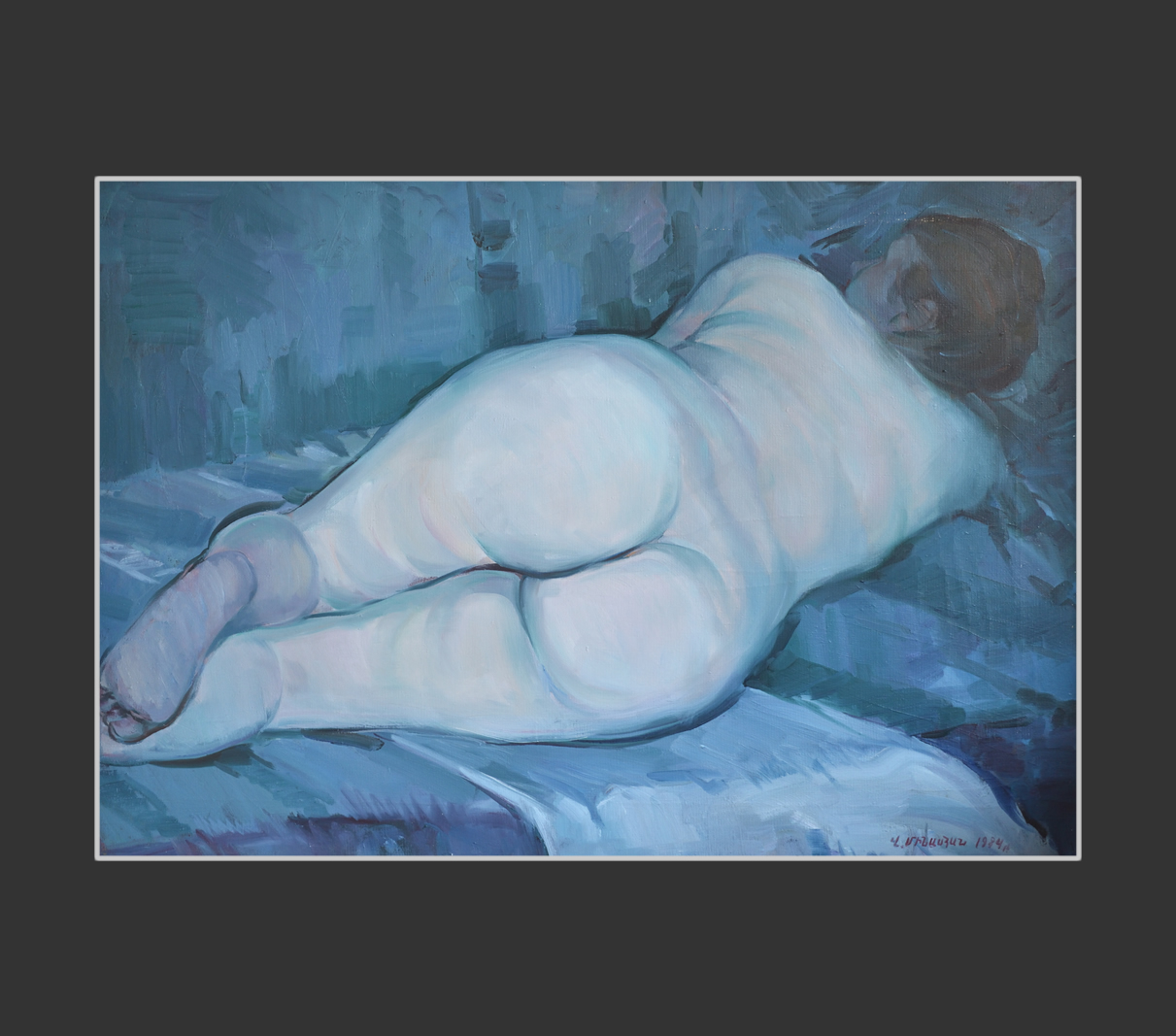 Nude female model in artist’s studio70 x 100 cm, Oil on Canvas, 1984