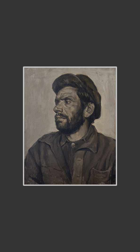 Портрет рабочего50 x 40 см, холст, масло, гризайль, 1951