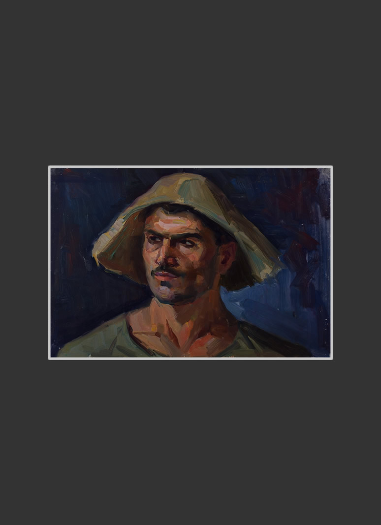 Портрет рабочего Алавердского комбината39 x 49 см, обработанный картон, масло, 1960