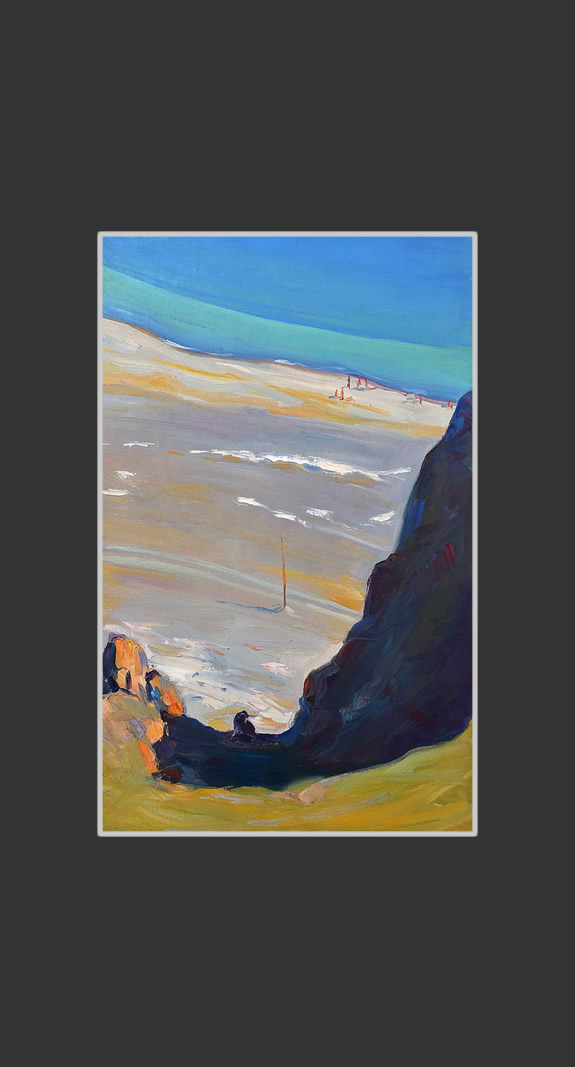 Sevan shore view from the height60 x 39 cm, Oil on Canvas, 1965-1970