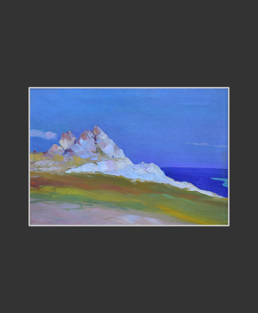 The shore of Sevan from Tsamakaberd47 x 66 cm, Oil on Canvas, 1957