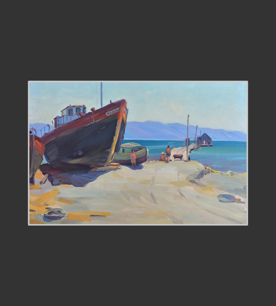 A pier at Sevan50 x 75 cm, Oil on Canvas, 1968