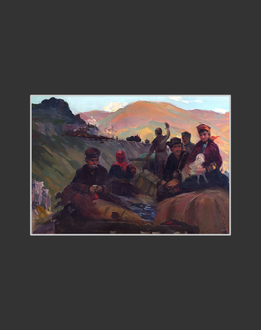 Sketch option for the work 'Overcoming mountain pass'45 x 63 cm, Oil on Treated Cardboard, 1953-1955
