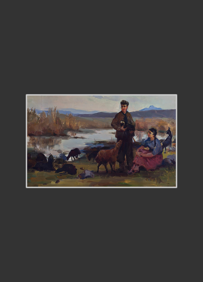 Sketch for Genre Painting35 х 56 cm, Oil on Cardboard, 1949-1950