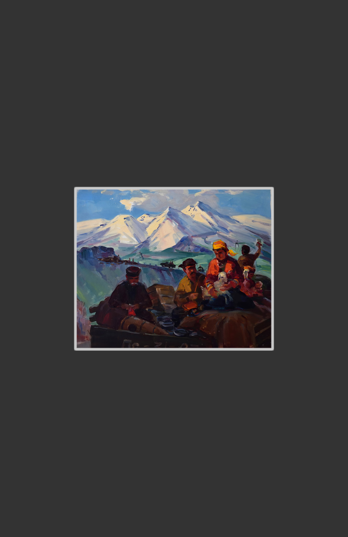 Sketch option for the work 'Overcoming mountain pass'32 x 39 cm, Oil on Treated Cardboard, 1953-1955