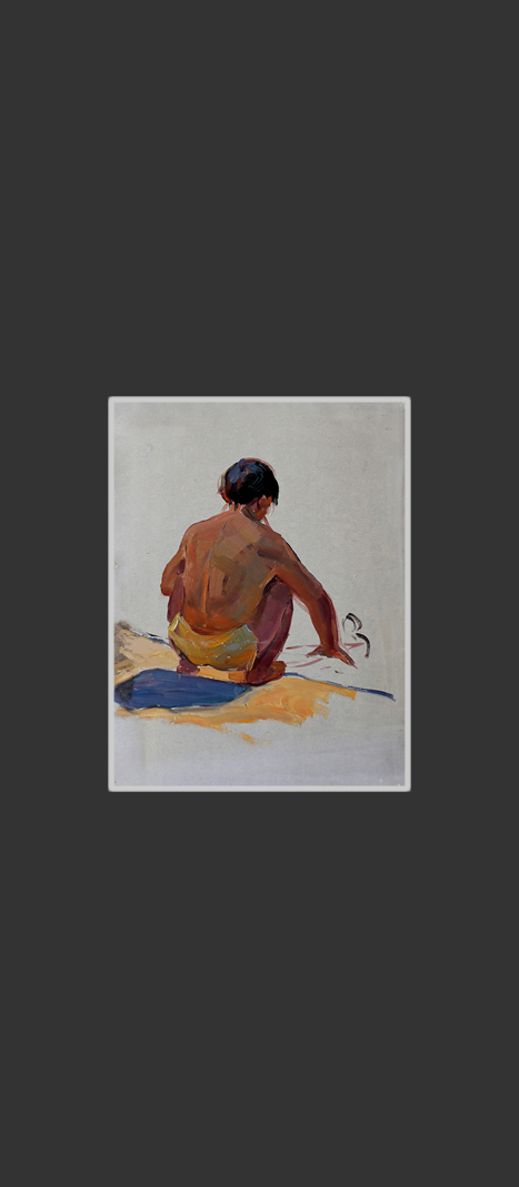 Sketch for the work 'Peaceful morning'40 x 30 cm, Oil on Treated Cardboard, 1963