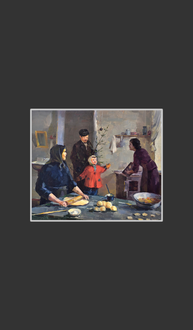 Sketch for Genre Painting36 х 43 cm, Oil on Treated Cardboard, 1953-1955