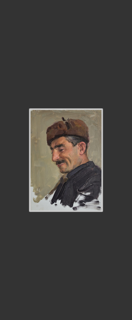 Sketch for the work 'Going for a walk'35 x 25 cm, Oil on Treated Cardboard, 1953