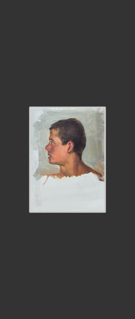 Sketch option for the work 'Got caught!'35 x 25 cm, Oil on Treated Cardboard, 1954