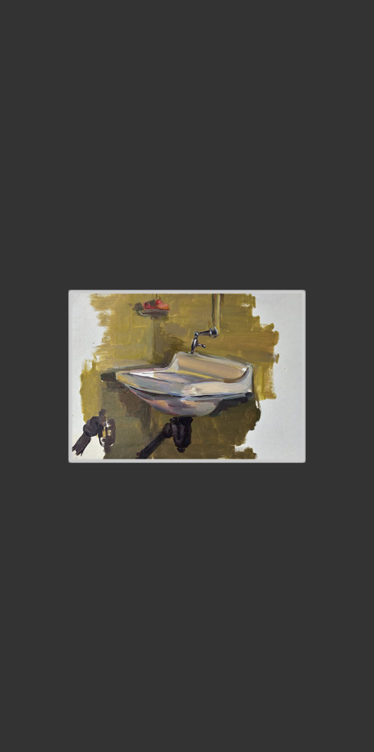 Sketch option for the work 'Got caught!'24 x 35 cm, Oil on Treated Cardboard, 1954