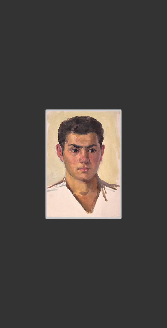 Sketch option for the work 'Got caught!'35 x 25 cm, Oil on Treated Cardboard, 1954