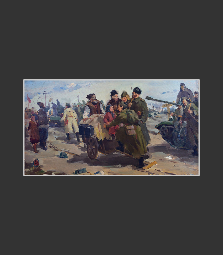 Sketch option for the work 'Liberators'40 x 71 cm, Oil on Cardboard, 1953-1955