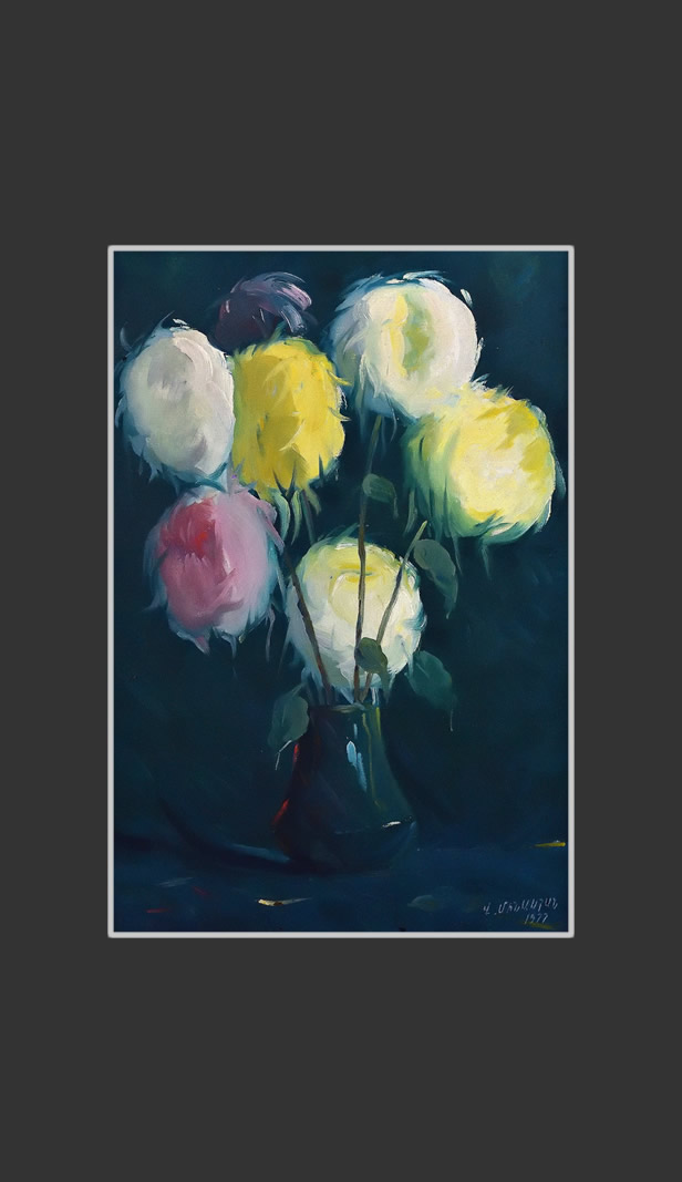 Bouquet in a vase62 x 42 cm, Oil on Canvas, 1977