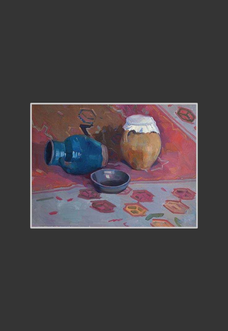Still life with jugs40 x 60 cm, Oil on Canvas, 1965-1970